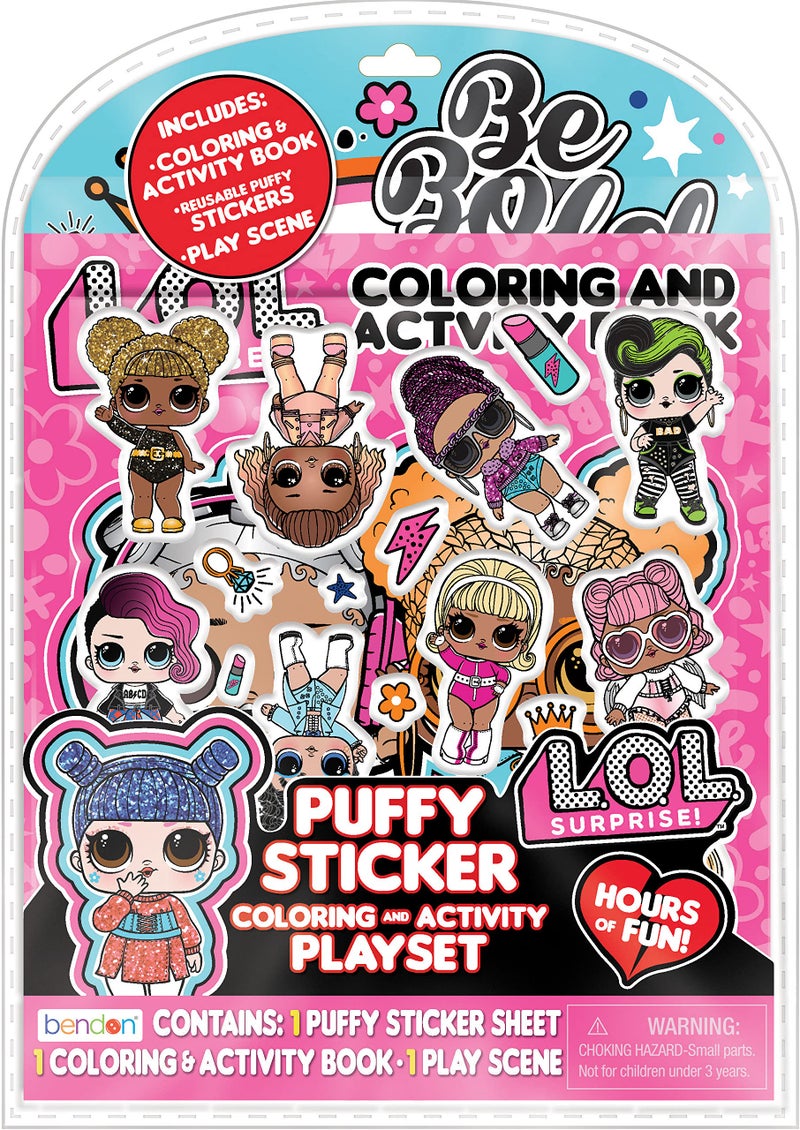 Bendon LOL Surprise Puffy Sticker Coloring and Activity Playset Book